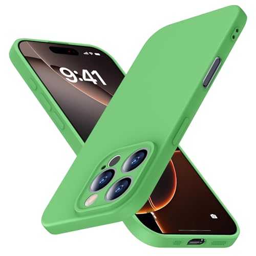 JUNAUTTB JUS01-225 Schutzhülle für iPhone 16 Pro Max, Flüssigsilikon, Rundumschutz, weich, stoßfest, kratzfest, schlanke Passform, langlebig, 17,5 cm (6,9 Zoll), Grün von JUNAUTTB