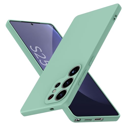 JUNAUTTB JUS01-247 Schutzhülle für Samsung Galaxy S25 Ultra, Flüssigsilikon, Rundumschutz, weich, stoßfest, kratzfest, schlanke Passform, langlebig, helles Cyan von JUNAUTTB