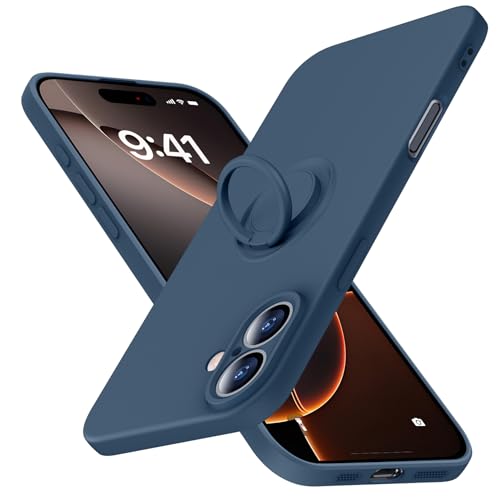 JUNAUTTB JUS04-82 Schutzhülle für iPhone 16 Plus mit Ring, schlanke, weiche Flüssigsilikon-Handyhülle, eingebauter um 360° drehbarer Ringhalter, stoßfeste Schutzhülle, 17 cm, Blau JUNAUTTB JUS04-82 Schutzhülle für iPhone 16 Plus mit Ring, schlanke, weiche Flüssigsilikon-Handyhülle, eingebauter um 360° drehbarer Ringhalter, stoßfeste Schutzhülle, 17 cm, Blau von JUNAUTTB