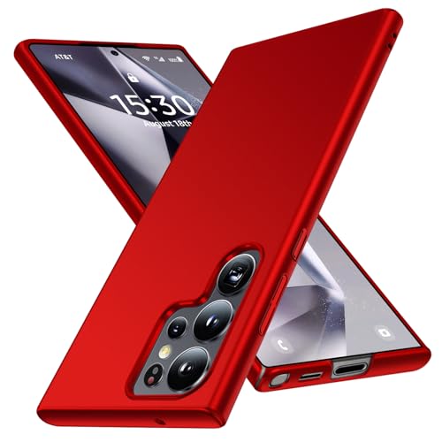 JUNAUTTB JUS13-18 Ultradünne, matte PC-Hartschalen-Schutzhülle für Samsung Galaxy S23, mit Kameralinsenschutz, einfache, langlebige, schlanke Passform, 17,3 cm (6,8 Zoll), Rot von JUNAUTTB