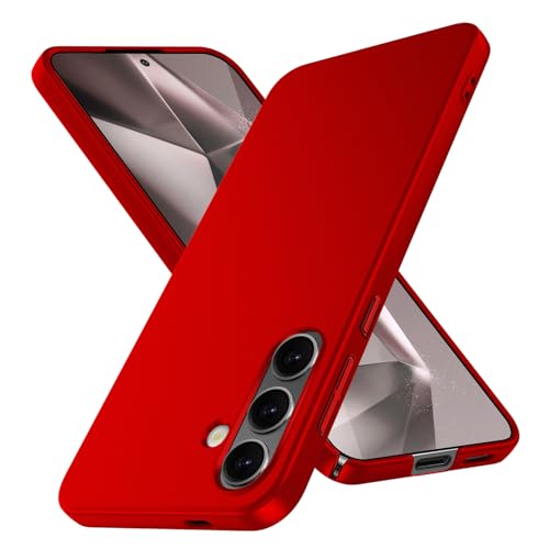 JUNAUTTB JUS13-21 Schutzhülle für Samsung Galaxy S24 FE, ultradünn, matt, Polycarbonat, Hartschale, mit Kameralinsenschutz, einfache, langlebige, schlanke Passform, 17 cm (6,7 Zoll), Rot von JUNAUTTB