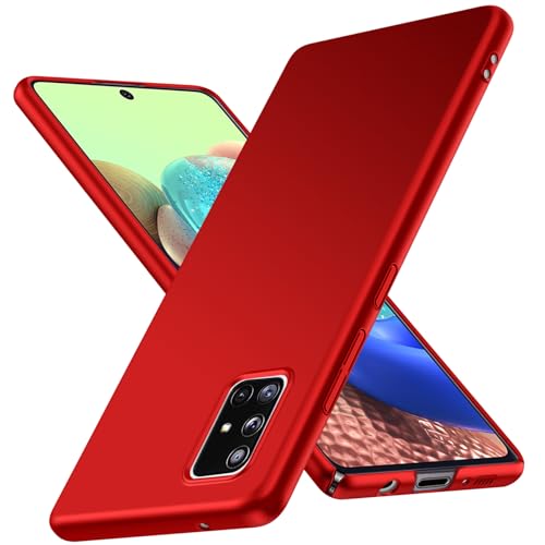 JUNAUTTB JUS13-24 Schutzhülle für Samsung Galaxy A71 5G, ultradünn, matt, Polycarbonat, Hartschale, mit Kameralinsenschutz, einfache, langlebige, schlanke Passform, 17 cm (6,7 Zoll), Rot von JUNAUTTB