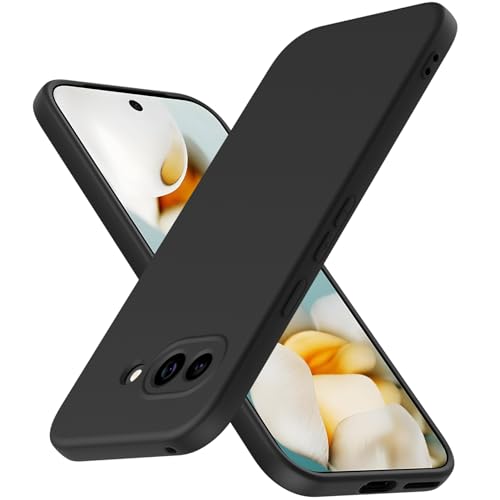 JUNAUTTB JUS21-50 Schutzhülle für Google Pixel 9A, Flüssigsilikon, weiche TPU-Schutzhülle, stoßfest, Rundumschutz, schlanke Passform, langlebig, 16 cm (6,3 Zoll), Schwarz von JUNAUTTB