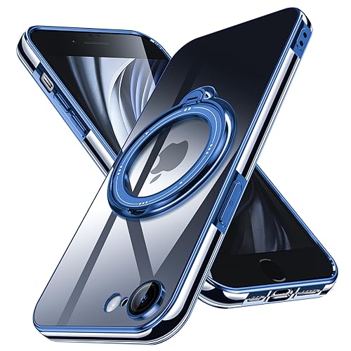 JUNAUTTB Schutzhülle für iPhone SE 3. und 2. Generation, iPhone 8 Hülle/iPhone 7 Hülle mit Kameralinsenschutz, kompatibel mit MagSafe, galvanisierte magnetische Ringhalterung, Handyhülle, Far Peak von JUNAUTTB