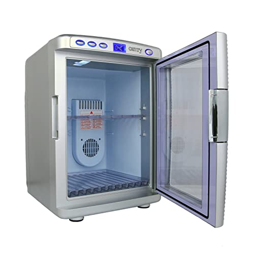 JUNG CAMRY CR8062 Mini Kühlschrank Glastür 20 L, Minikühlschrank leise, Kühlschrank klein mit Kühl- und Heizfunktion, 2 Anschlüsse (Zigarettenanzünder & Steckdose) LCD Display von JUNG