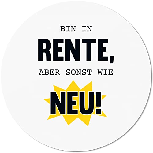 JUNIWORDS Mauspad Mousepad, Rund, Ich Bin in Rente, Aber sonst wie neu! (1009529) von JUNIWORDS