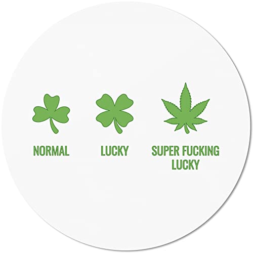 JUNIWORDS Mauspad Mousepad, Rund, Normal Lucky Super Fucking Lucky, Kleeblatt Hanfblatt (1005839) von JUNIWORDS