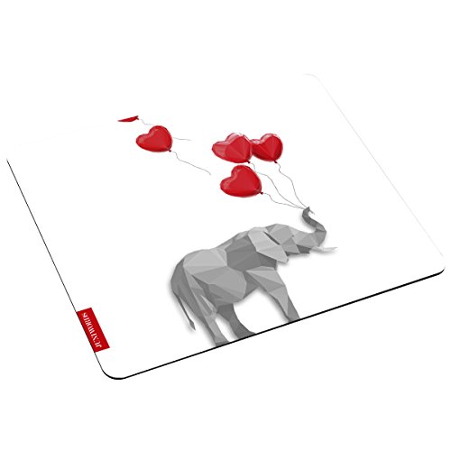 JUNIWORDS Mousepad Mauspad mit Motiv, Elefant mit Herzchen-Luftballons von JUNIWORDS