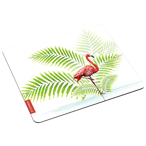 JUNIWORDS Mousepad Mauspad mit Motiv, Flamingo Low Poly Weiß von JUNIWORDS