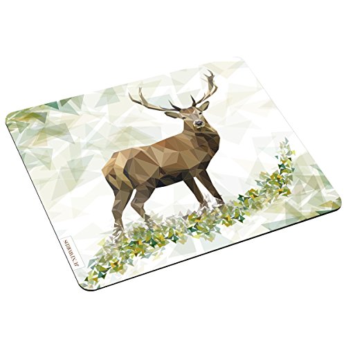 JUNIWORDS Mousepad Mauspad mit Motiv, majestätischer Hirsch Low Poly von JUNIWORDS