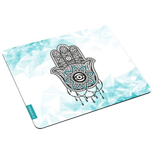 JUNIWORDS Mousepad Mauspad mit Motiv Hand of Fatima Low Poly Türkis von JUNIWORDS