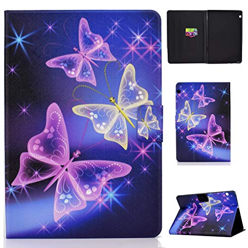 Huawei MediaPad T5 10 10.1 Zoll 2018 Tablet Tasche - Cute Patterns Slim Lightweight Schutzhülle aus PU-Leder mit Kartenfächern für Huawei Mediapad T5 10 10.1 Zoll Tablet 2018-Starry Butterfly von JUNJIU