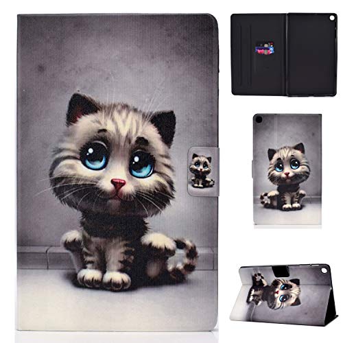 Hülle für Samsung Galaxy Tab A 8.0 Hülle 2019 SM-P200 SM-P205 mit niedlichen Mustern Schlanke, leichte Hülle aus PU-Leder mit Kartenfächern für SM-P200, SM-P205-Pet cat von JUNJIU