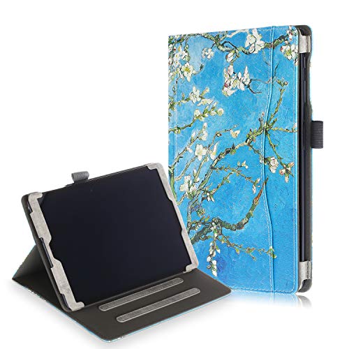 T510 Hülle, T515 Hülle, Samsung Galaxy Tab A 10.1 2019 Hülle, Premium Leather Folio Cover mit Handschlaufe & Muti-Card Slots für Samsung Galaxy Tab A 10.1 Zoll Tablet 2019 Freigegeben-Apricot Flower von JUNJIU