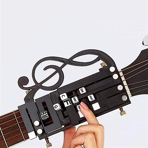 JUNMIN Gitarre-Akkord-Artefakt, EIN-Key-Akkordhilfe, Novize-Akkordhilfe, DREI Tage, um Gitarre zu Lernen, Spielen und singen (Color : Black, Size : Folk pop Guitar) von JUNMIN