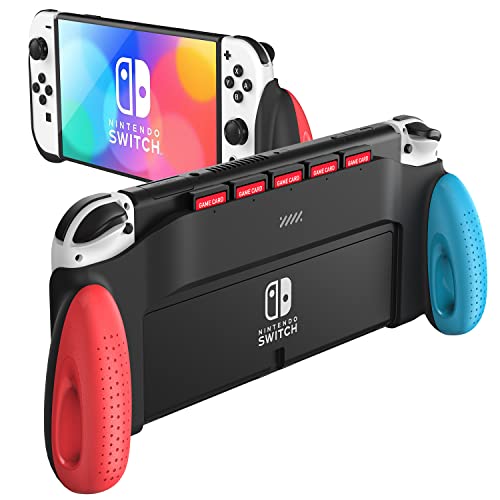 Switch OLED Grip, JUSPRO Grip-Hülle, kompatibel mit Nintendo-Switch-OLED-Modell, einzigartiges Schalter-Zubehör, bequemer und ergonomischer Griff mit 5 Spielplätzen von JUSPRO