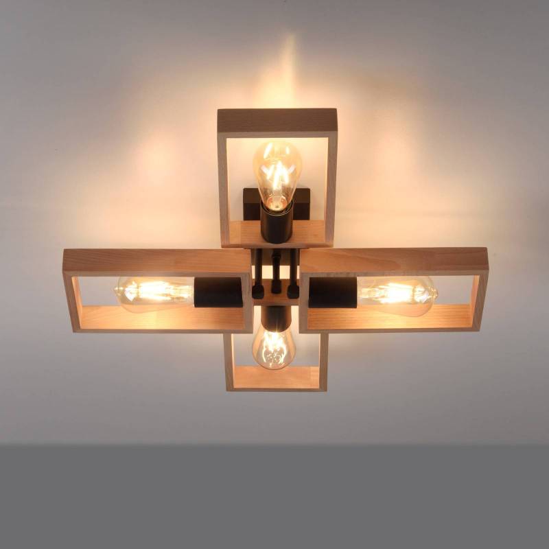 Deckenleuchte Frame aus Holz, vierflammig von JUST LIGHT.