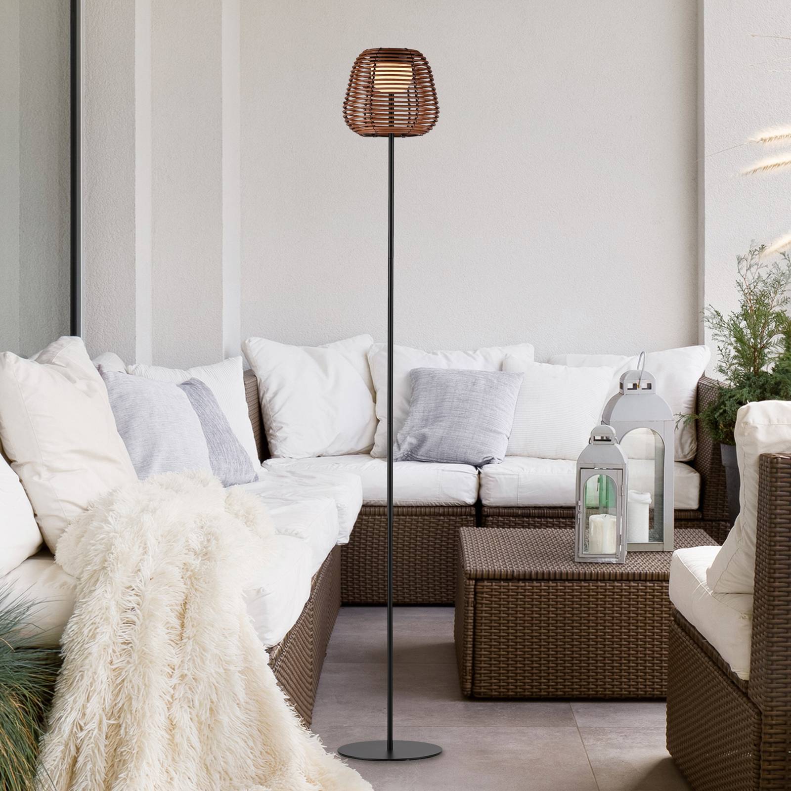 JUST LIGHT. LED-Akku-Stehlampe Askia, Rattan, IP54, Touchdim JUST LIGHT. LED-Akku-Stehlampe Askia, Rattan, IP54, Touchdim von JUST LIGHT.