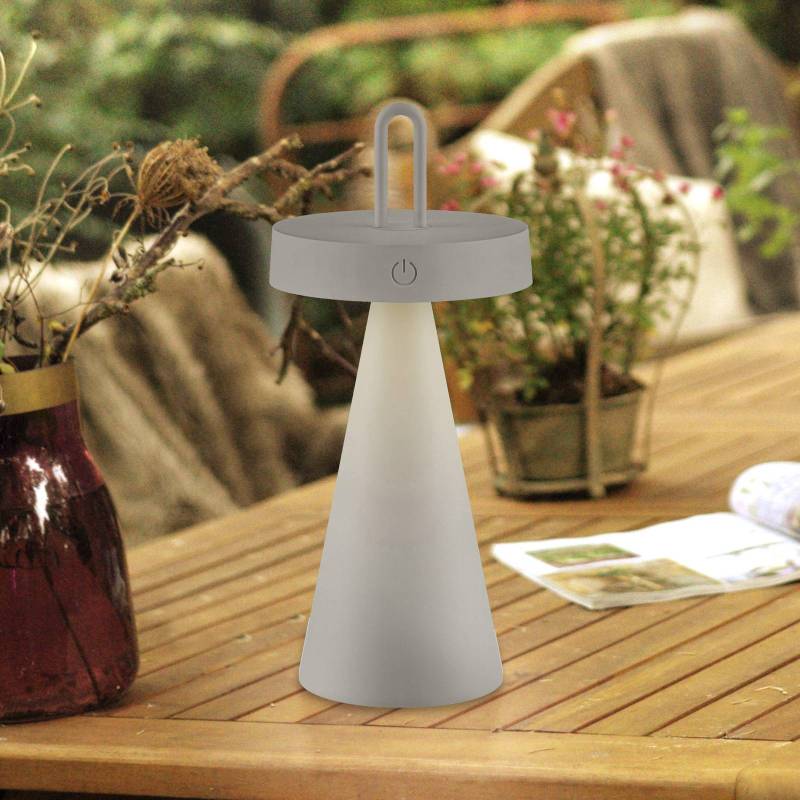 JUST LIGHT. LED-Akku-Tischleuchte Alwa grau-beige Eisen IP44 von JUST LIGHT.