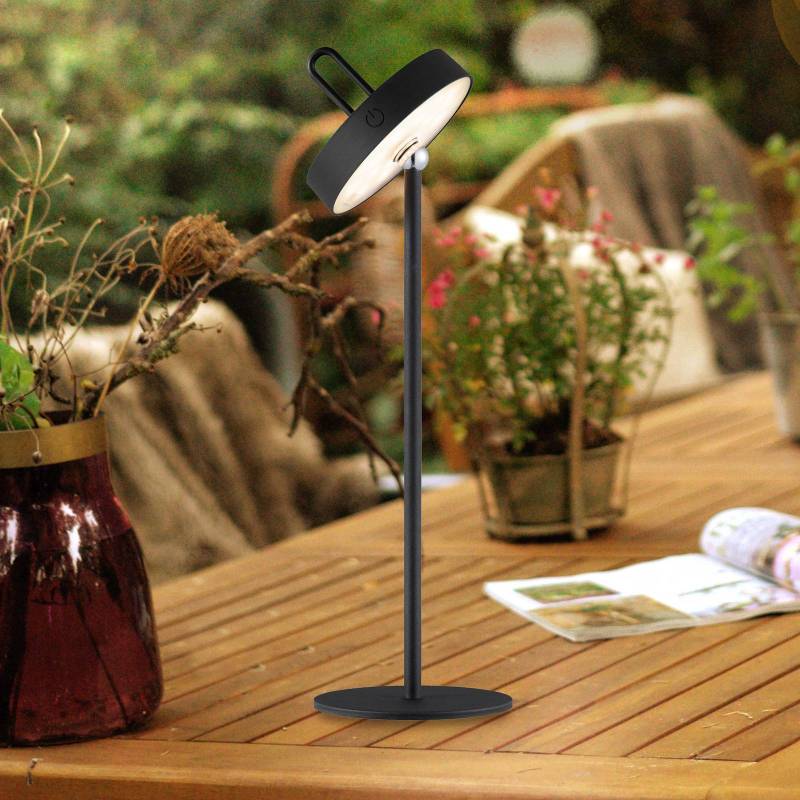 JUST LIGHT. LED-Akku-Tischleuchte Amag, schwarz, Eisen, IP44 von JUST LIGHT.