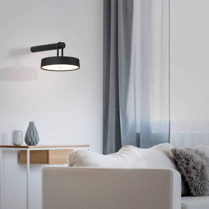 JUST LIGHT. LED-Akku-Wandlampe Arma, schwarz Kunststoff IP44 von JUST LIGHT.