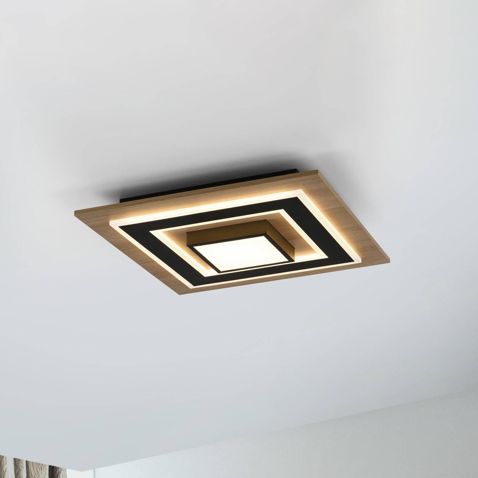 JUST LIGHT. LED-Deckenlampe Tola, eckig, 2-fl., Holz, 3000 K JUST LIGHT. LED-Deckenlampe Tola, eckig, 2-fl., Holz, 3000 K von JUST LIGHT.