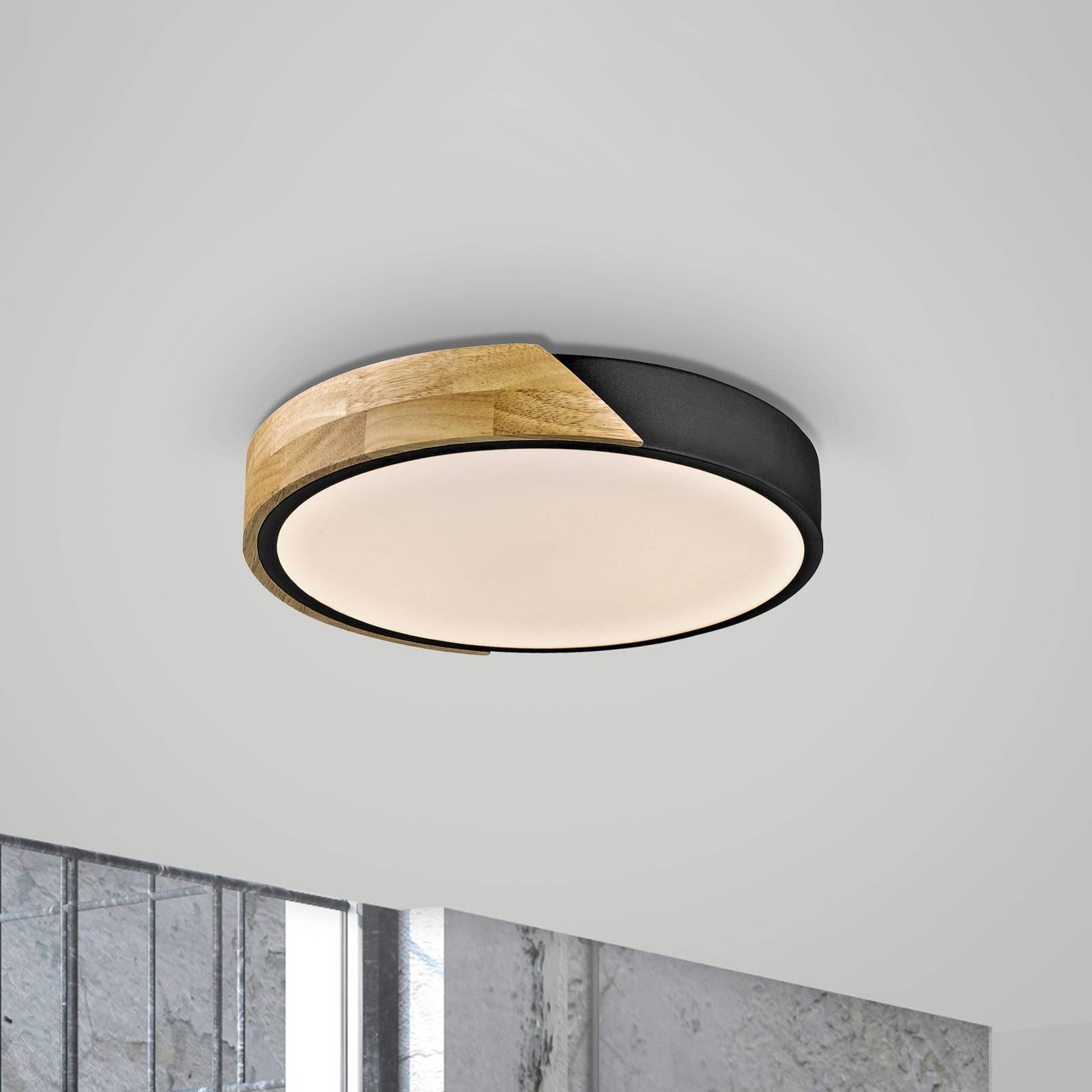 JUST LIGHT. LED-Deckenleuchte Bila, schwarz, Ø 32 cm, Holz JUST LIGHT. LED-Deckenleuchte Bila, schwarz, Ø 32 cm, Holz von JUST LIGHT.
