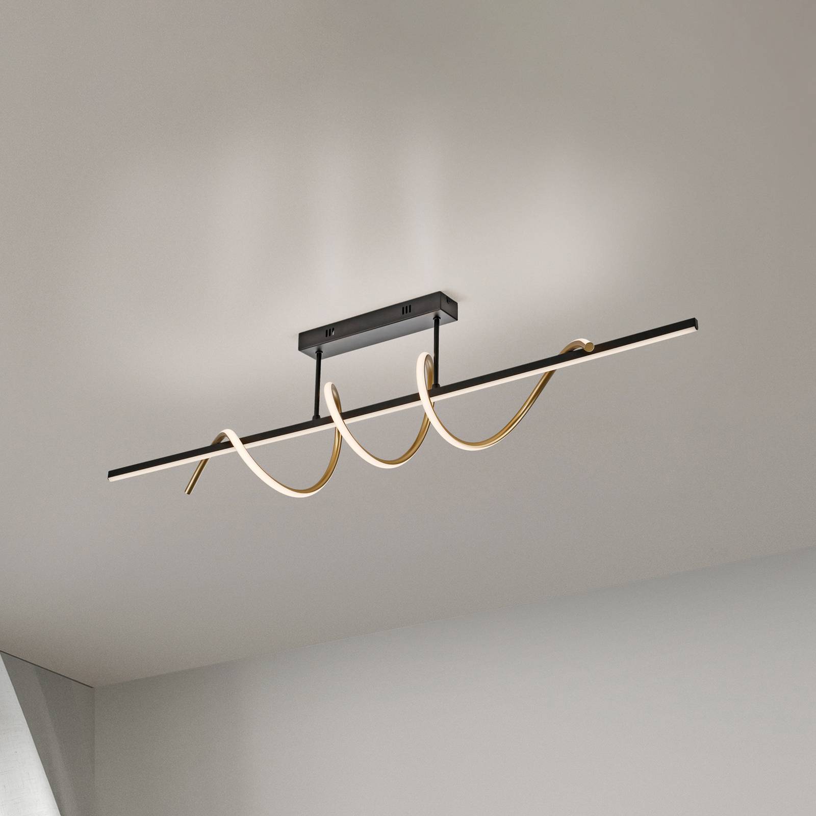 JUST LIGHT. LED-Deckenleuchte Emanda, Eisen, schwarz-messing JUST LIGHT. LED-Deckenleuchte Emanda, Eisen, schwarz-messing von JUST LIGHT.