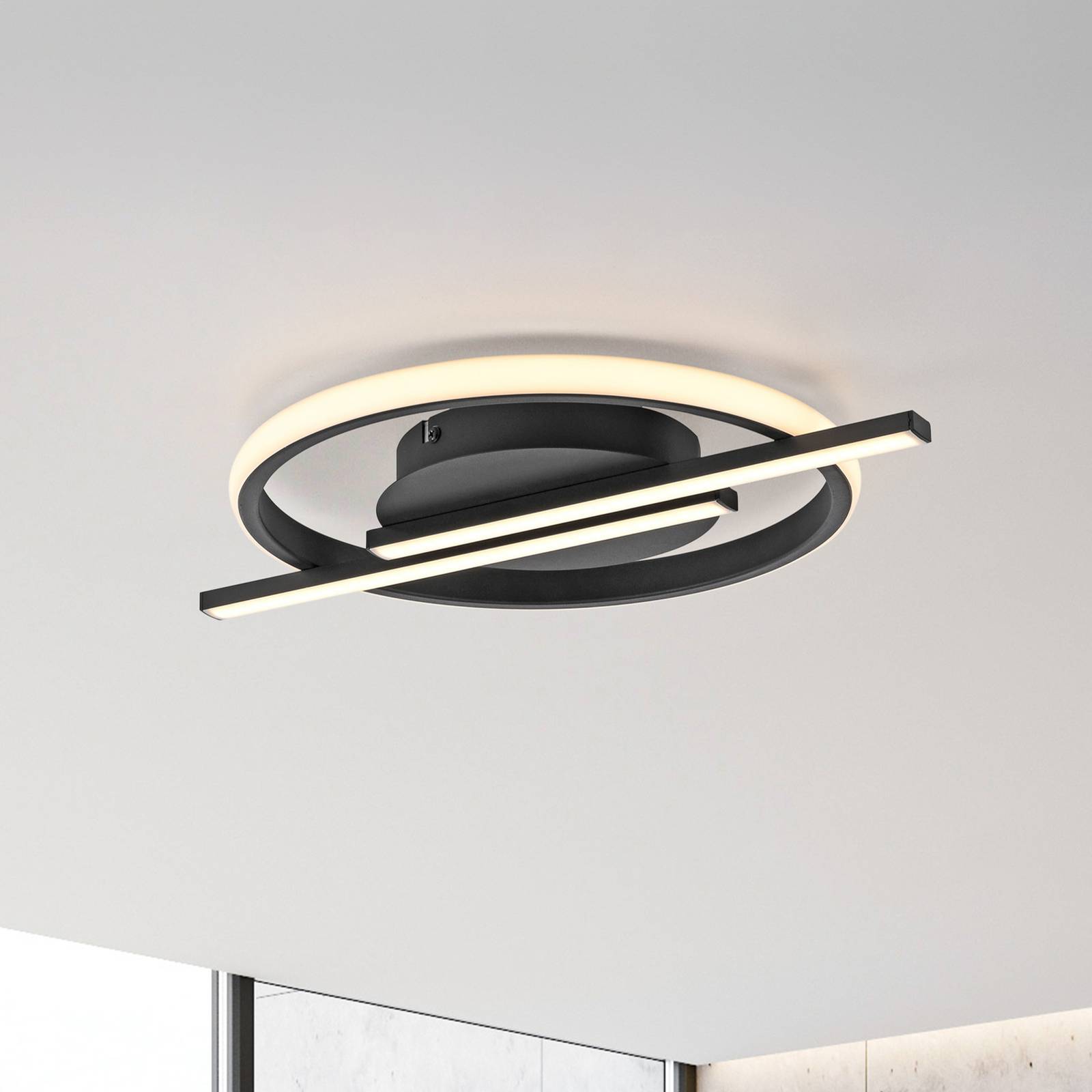 JUST LIGHT. LED-Deckenleuchte Korsa, schwarz, Ø31cm, dimmbar JUST LIGHT. LED-Deckenleuchte Korsa, schwarz, Ø31cm, dimmbar von JUST LIGHT.