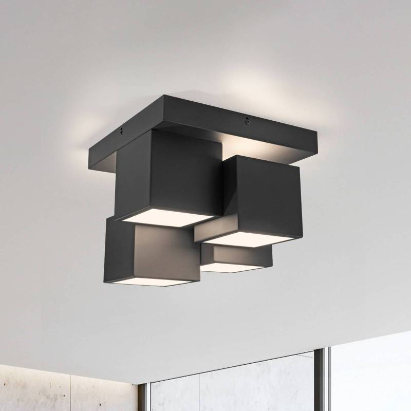 JUST LIGHT. LED-Deckenleuchte Tetris, Eisen, 3000 K, schwarz von JUST LIGHT.