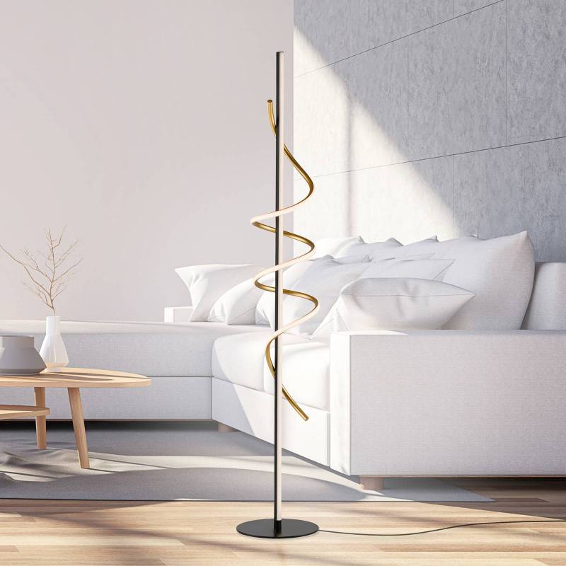 JUST LIGHT. LED-Stehleuchte Emanda, Eisen, schwarz-messing von JUST LIGHT.