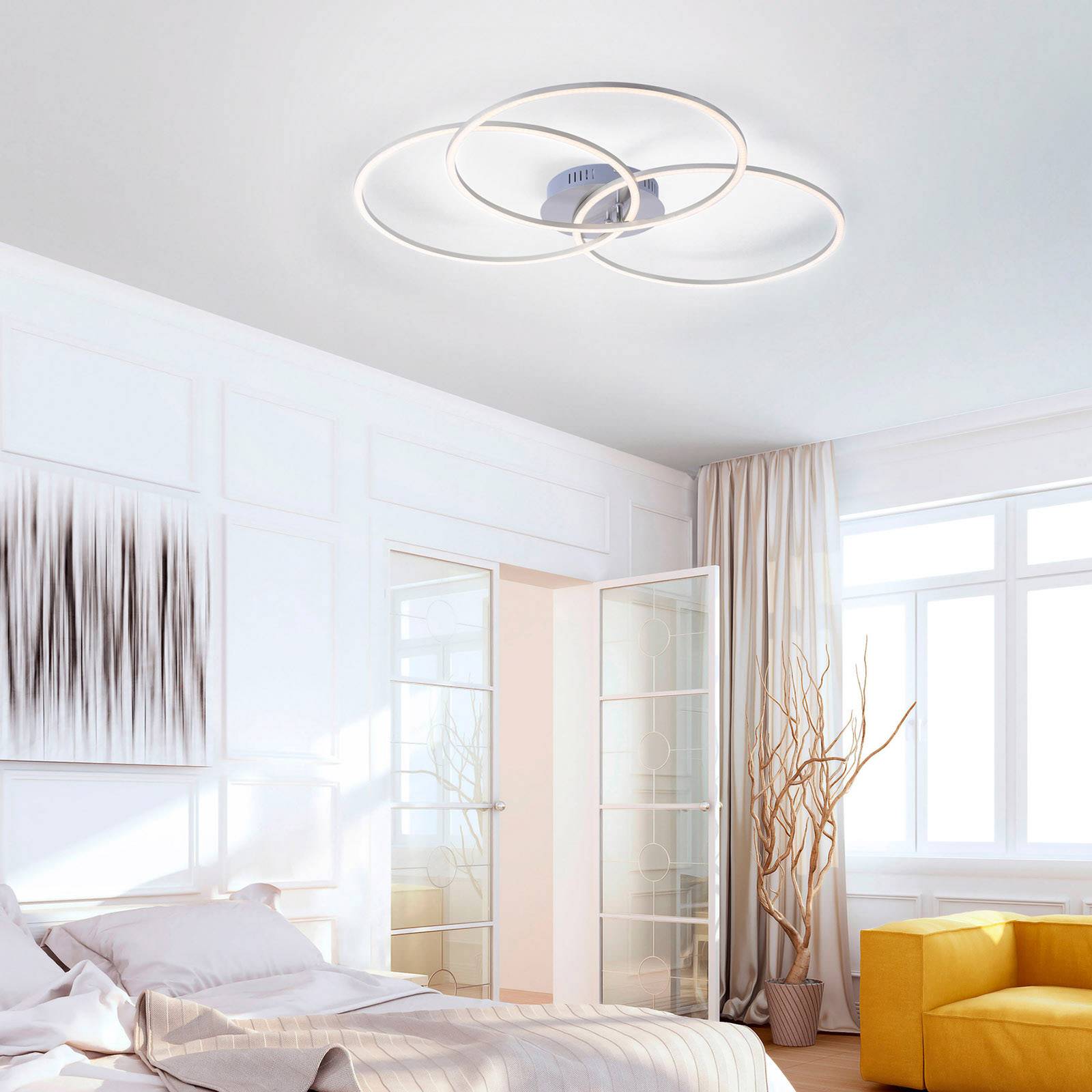 LED-Deckenleuchte Ivanka, drei Ringe, stahl LED-Deckenleuchte Ivanka, drei Ringe, stahl von JUST LIGHT.