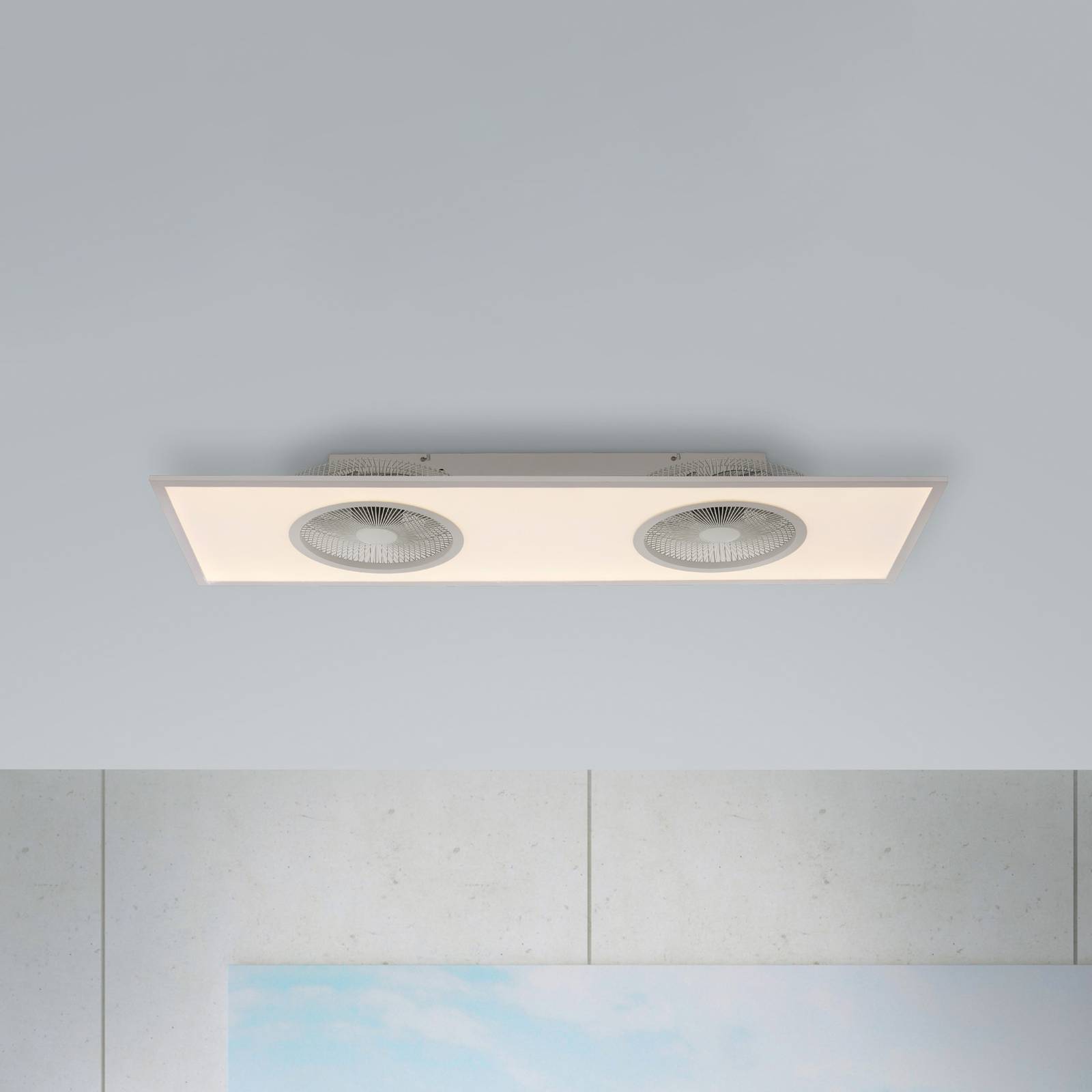 LED-Deckenventilator Flat-Air, CCT, weiß, 120x40cm LED-Deckenventilator Flat-Air, CCT, weiß, 120x40cm von JUST LIGHT.