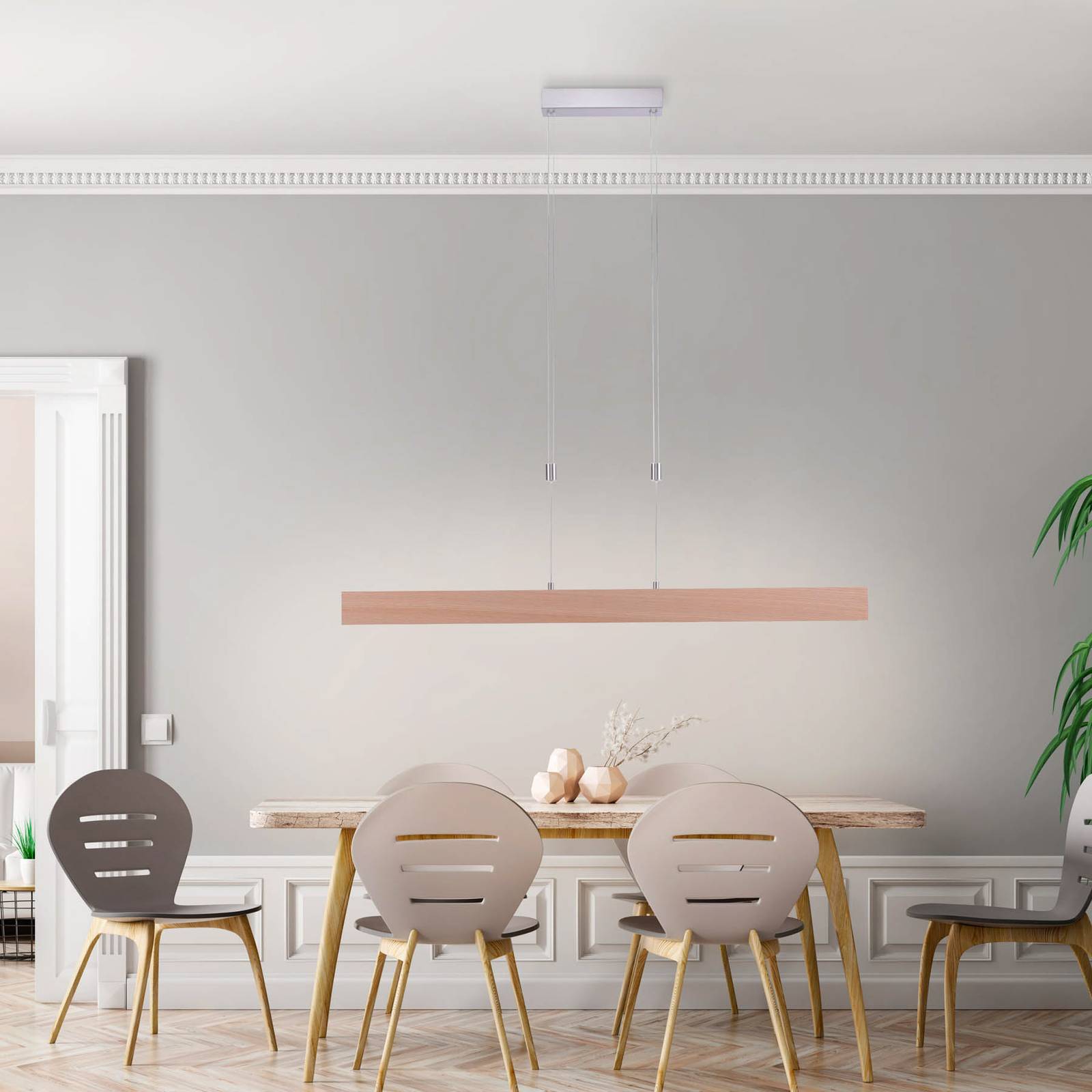 LED-Pendelleuchte Amanda in Holzoptik, dimmbar LED-Pendelleuchte Amanda in Holzoptik, dimmbar von JUST LIGHT.