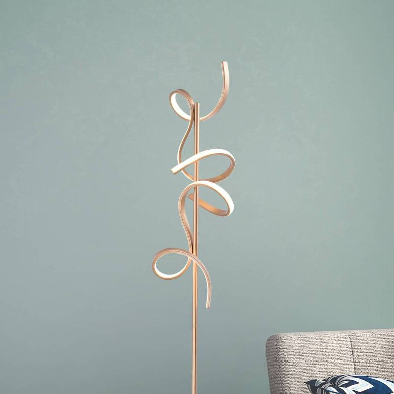 LED-Stehlampe Curls, messing, Metall, 156 cm hoch, dimmbar von JUST LIGHT.