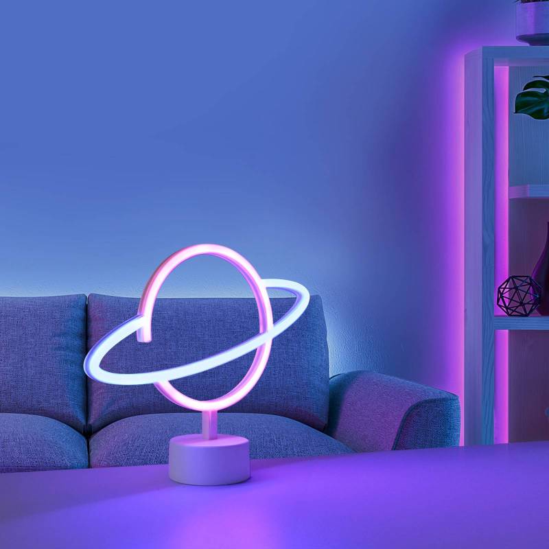 LED-Tischleuchte Neon Saturn, batteriebetrieben von JUST LIGHT.