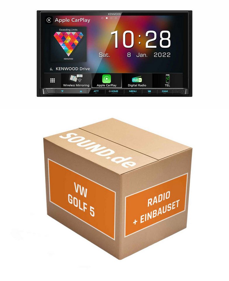 JUST SOUND best choice for caraudio Autoradio Einbaupaket DMX8021DABS für Golf V mit Lenkradfernbedienung Autoradio von JUST SOUND best choice for caraudio