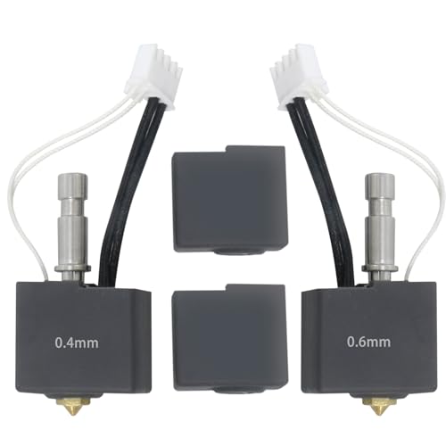 JUUPINE 3D Printer Kobra S1 Extruder Hot End Kit (2 Print Heads), Pre-installed 0.4mm and 0.6mm Brass Nozzles Cobra S1 Combo Print Head Parts, Two Silicone Sleeves Included in the Set von JUUPINE