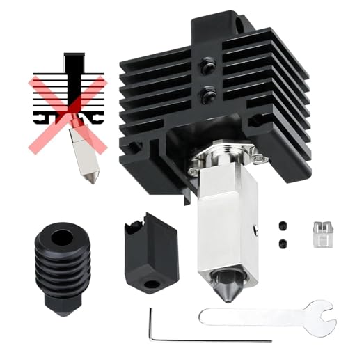 JUUPINE 48 W 24 V Upgrade Extruder Hotend für Bambu Lab X1 X1C P1P P1S 3D-Drucker, Hochtemperatur-Hotend aus gehärtetem Stahl-Keramik-Heizelement (1-teiliges Hotend-Kit + mit 0,4 mm abnehmbaren Düsen) von JUUPINE