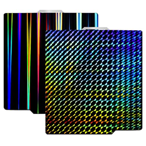 JUUPINE H1H Print Plate for Bambu lab P1S X1 X1E P1P X1C A1, Double-Sided Textured PEI Holographic Light Beam + Phantom Carbon Plate Heating Bed for Bambu Lab 257x257mm Printing Platform von JUUPINE