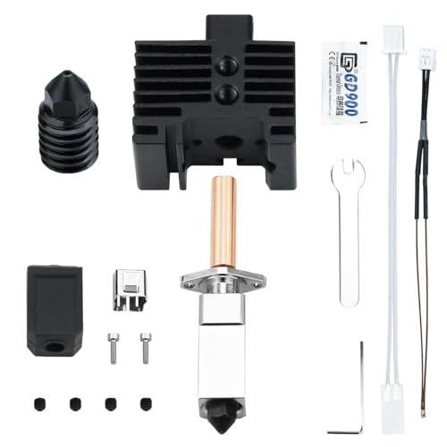 JUUPINE upgraded Hotend for Bambu Lab X1/X1C/X1E printheads (with 0.4mm hardened steel nozzle & high temperature sensor & heating tube kit wrench) plus 24V 48W ceramic heater NTC & 100K thermistor von JUUPINE