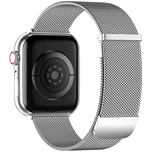 JUVEL Armband Kompatibel mit Apple Watch Armband 41mm/40mm/38mm für Frauen/Männer, Mesh Edelstahl Metall Magnet Verschluss Ersatzarmband für Apple Watch SE/iWatch Series 9 8 7 6 5 4 3 2 1, Silber JUVEL Armband Kompatibel mit Apple Watch Armband 41mm/40mm/38mm für Frauen/Männer, Mesh Edelstahl Metall Magnet Verschluss Ersatzarmband für Apple Watch SE/iWatch Series 9 8 7 6 5 4 3 2 1, Silber von JUVEL
