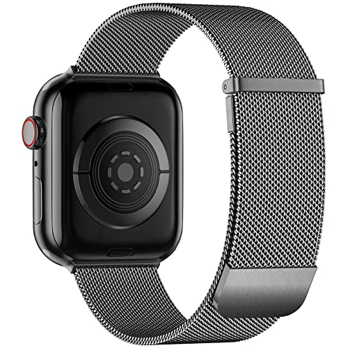 JUVEL Armband Kompatibel mit Apple Watch Armband 49mm/45mm/44mm/42mm Frauen/Männer, Mesh Metall Magnet Verschluss Ersatzarmband für Apple Watch SE/Ultra/Ultra 2/iWatch Series 9 8 7 6 5 4 3, Grau von JUVEL