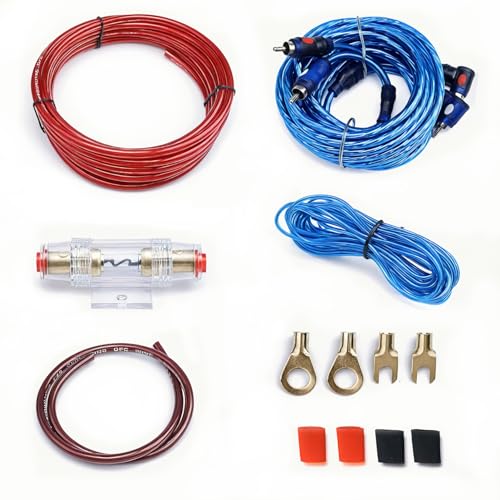 JUXINE 10GA Kfz Verstärker Kabelsatz Auto Verstärker Kabel Set, Verstärker Endstufe Kabel 1500w Car Audio Wire 4,5 m Stromkabel Installations-Set Verstärker Endstufe Kabel von JUXINE