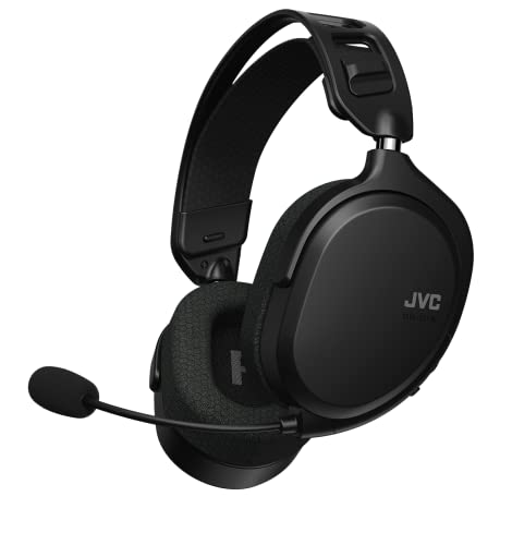 JVC GG-01W-Q - Ultraleichtes Gaming Headset, 209g Leichtbauweise, 2.4GHz Low Latency Wireless Verbindung, 40mm Treibereinheit, abnehmbares Mikrofon und Kabel, für PC, PS4, PS5, Switch, Xbox - (Black) von JVC