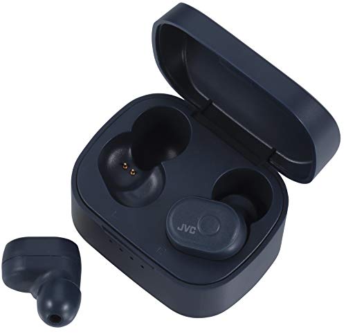 JVC HA-A10T-AU Truly Wireless In-Ear Bluetooth Kopfhörer mit Memory Foam Ohrstücken, Farbe Indigo-Blue (Wasserfest IPX5, 4 + 10 Std. Akkulaufzeit) von JVC