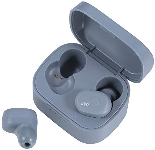 JVC HA-A10T-HU Truly Wireless In-Ear Bluetooth Kopfhörer mit Memory Foam Ohrstücken, Farbe Misty-Gray (Wasserfest IPX5, 4 + 10 Std. Akkulaufzeit) von JVC