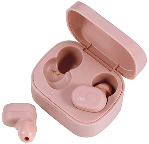 JVC HA-A10T-PU Truly Wireless In-Ear Bluetooth Kopfhörer mit Memory Foam Ohrstücken, Farbe Dusty-Pink (Wasserfest IPX5, 4 + 10 Std. Akkulaufzeit) von JVC