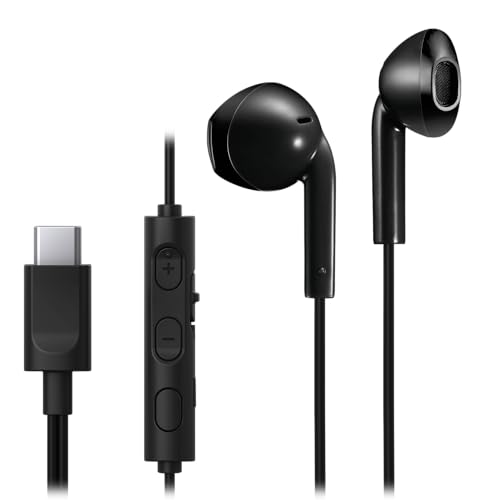 JVC HA-FR17UC-B - Bud-Typ USB-C Ohrhöhrer mit eingebautem DAC für kraftvollem und kristallklarem Klang, praktischem Mikrofon und 3-Tasten-Fernbedienung in äußerst kompakter Bauform (Schwarz) von JVC