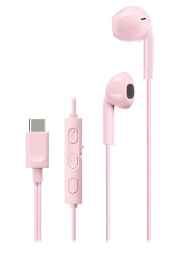 JVC HA-FR17UC-P - Bud-Typ USB-C Ohrhöhrer mit eingebautem DAC für kraftvollem und kristallklarem Klang, praktischem Mikrofon und 3-Tasten-Fernbedienung in äußerst kompakter Bauform (Pink) von JVC